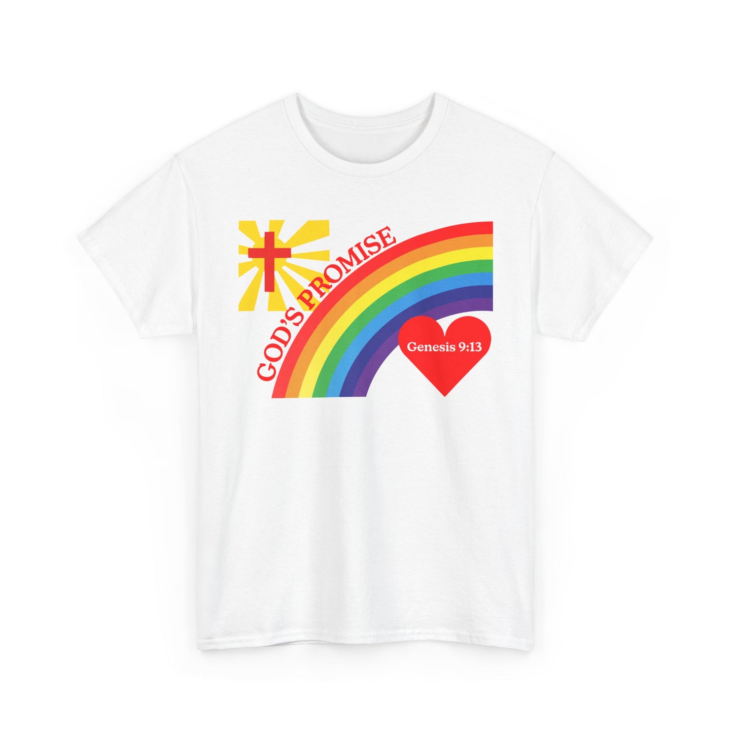 God's Promise Rainbow Unisex Heavy Cotton Tee